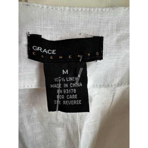 Grace Elements Linen Blouse Womens Medium Pink Silver Rhinestones‎ Tunic New - Picture 3 of 10